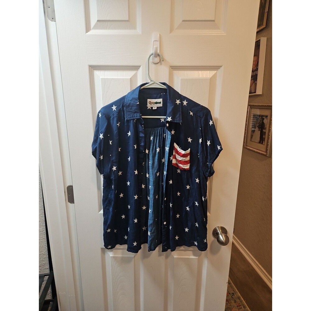 Tipsy Elves Patriotic Stars and Stripes Button-Down Shirt M